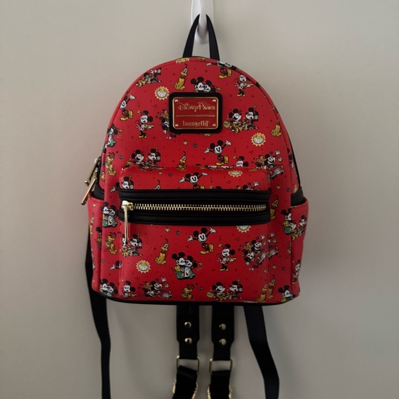 LOUNGEFLY MICKEY MINNIE DISNEY PARKS RUNAWAY RAILROAD RED PLUTO BACKPACK PURSE - Picture 1 of 6